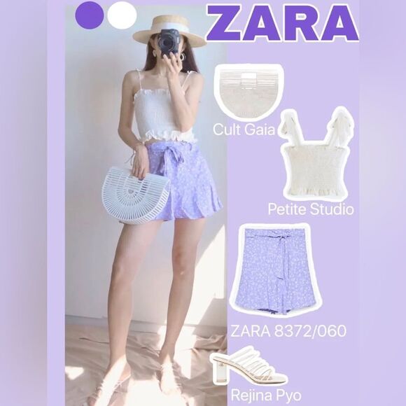 ZARA FLORAL PRINTED BERMUDA SKORT - Picture 2 of 6